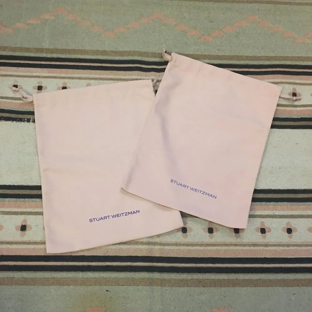 Two (2) Stuart Weitzman 14” x 10” blush pink drawstring dustbag garment dust bag